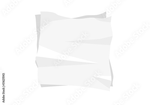 Napkin creased the white background. Top view. Vector illustration.