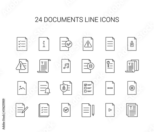 Line icon set. Documents pack. Vector Illustration