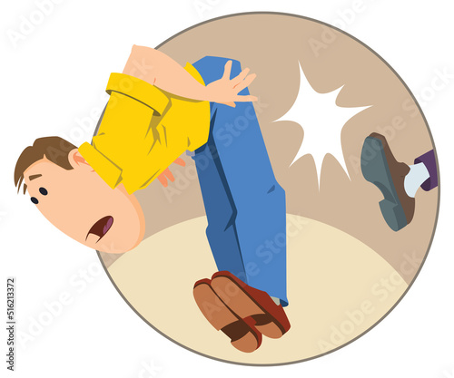 Man gets kicked out of his job. Illustration for internet and mobile website.