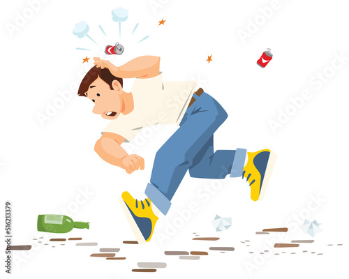 Man gets kicked out of his job. Illustration for internet and mobile website.
