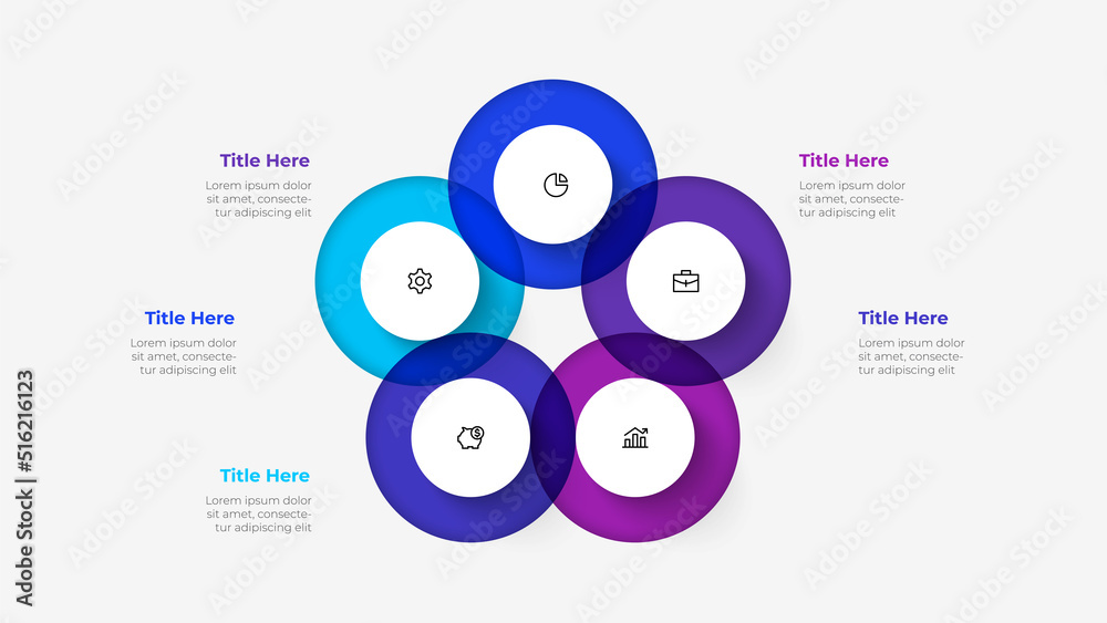 Diagram with five steps. Slide for business presentation. Cycle ...