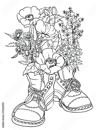 hand drawn illustration of boots