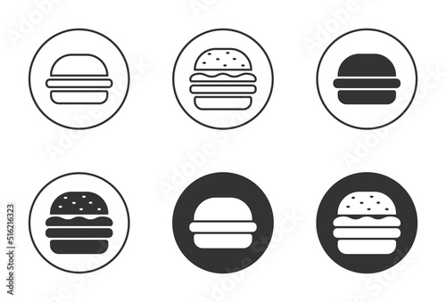 Burger icon. Hamburger logo. Fast food symbol. Vector illustration.