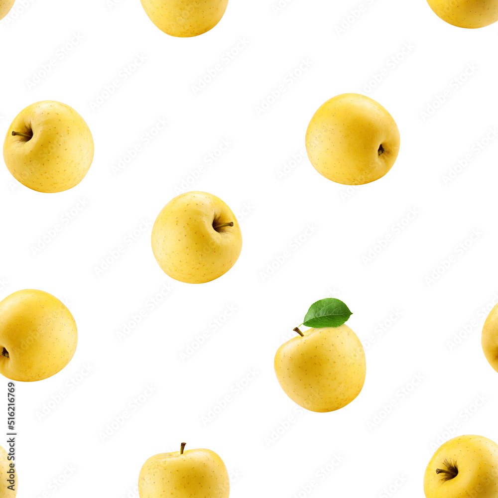 yellow Apple isolated on white background, SEAMLESS, PATTERN yellow Apple isolated on white background, SEAMLESS, PATTERN