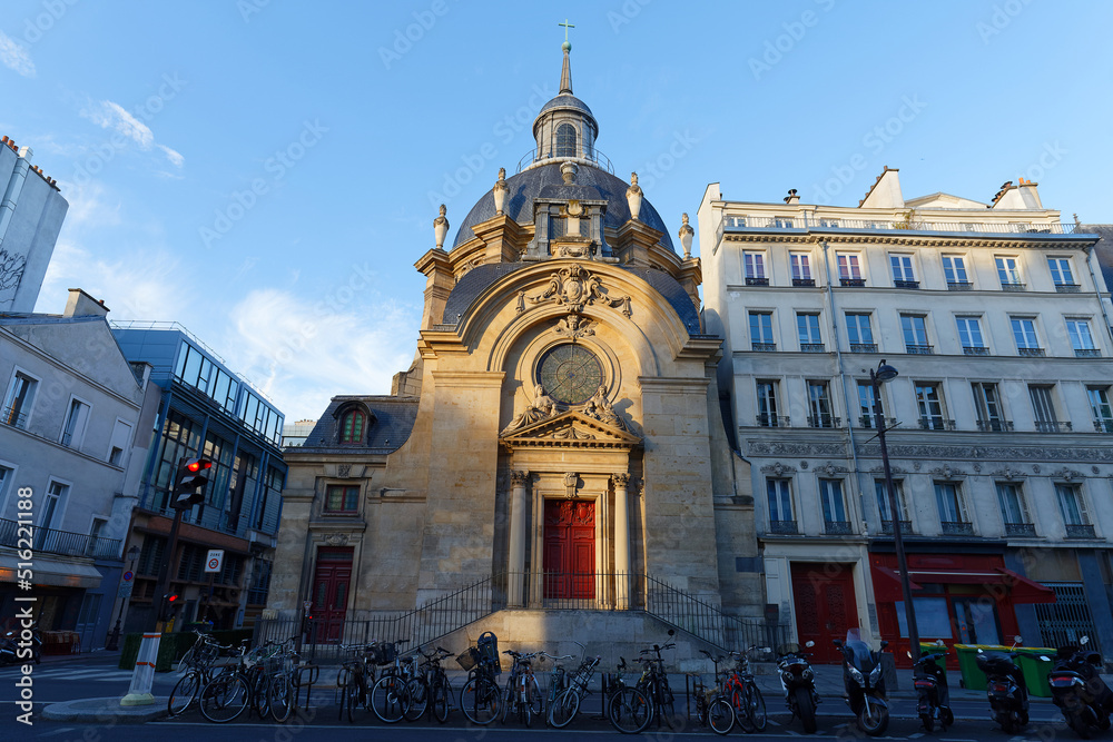 The Temple du Marais or Church of Sainte Marie de la Visitation in Paris, France. - obrazy, fototapety, plakaty 