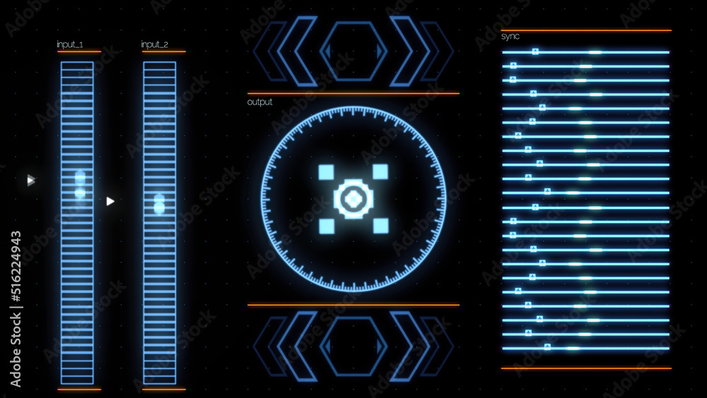 Cold blue futuristic interface of a modern computer program, detailed ...