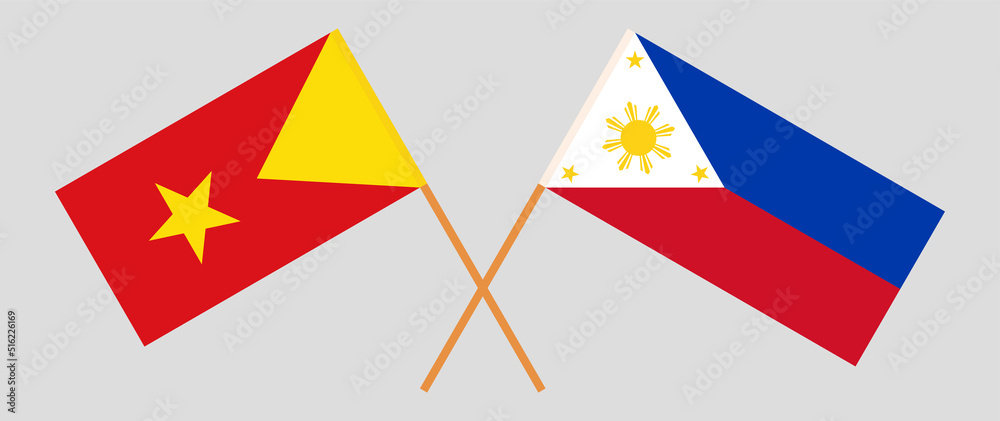 Crossed flags of Tigray and the Philippines. Official colors. Correct proportion Crossed flags of Tigray and the Philippines. Official colors. Correct proportion