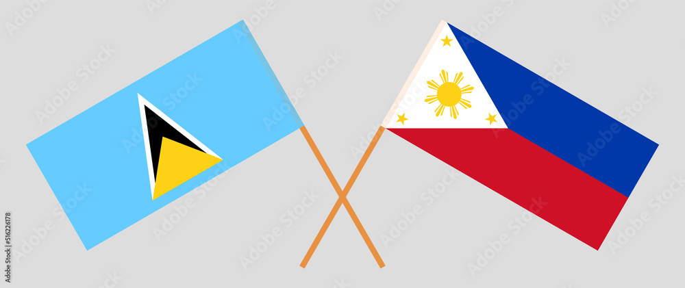 Crossed flags of Lesotho and the Philippines. Official colors. Correct proportion Crossed flags of Lesotho and the Philippines. Official colors. Correct proportion