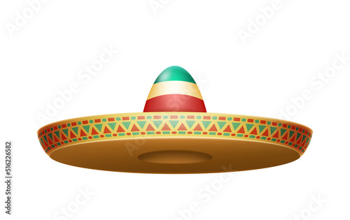 Sombrero realistic mexican hat. 3d cinco de mayo festival holiday celebration object