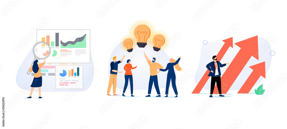 Cost optimization concept set. Idea of financial and marketing strategy. Cost and income balance. Spending and cost.