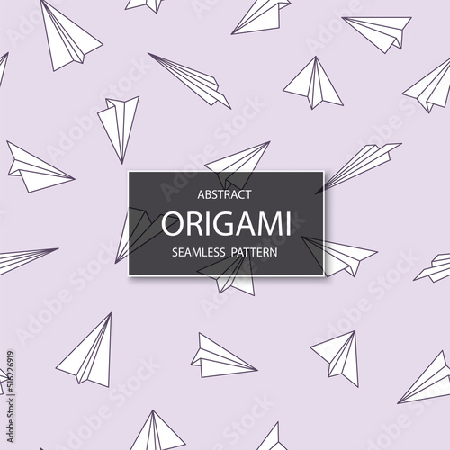 Vector seamless origami paper pattern with geometric planes. Decorative delicate purple background. Abstract creative endless print