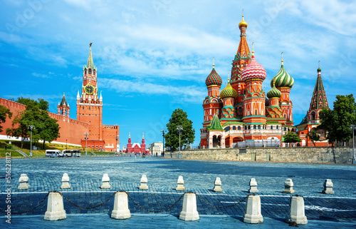 Canvas Print Moscow Kremlin and St Basil's Cathedral in summer, Russia