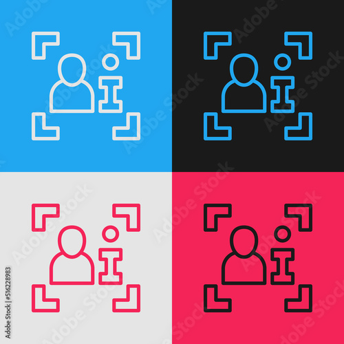 Pop art line Television report icon isolated on color background. TV news. Vector