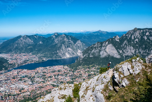 Landscape of Lecco town from Erna peak photo