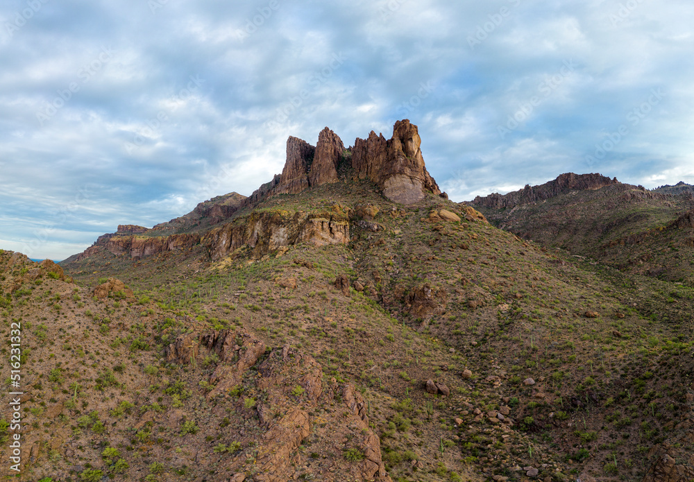 Landscape photograph of the Three Sisters in the Superstition Mountains in Arizona. 