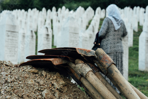 Shovels For Burying Idenified Victim of the Srebrenica Massacre, Potočari Bosnia photo