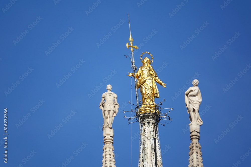 Front view of Milan cathedral, Milan, Italy - August 2019