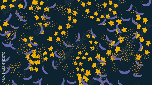 Fantasy celestial messy doodle geometric shapes background. Abstract star card, layout. Creative landing page or business background. Advertisement cover.