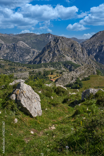 Peñas de Bejes, municipality of Cantabria, Picos de Europa, Spain,aerial view from the mountain top