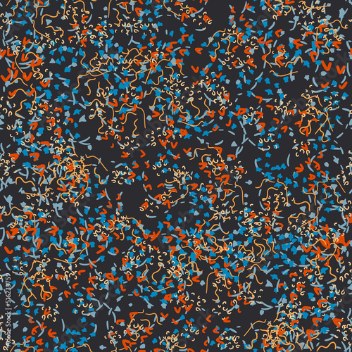 Fantasy messy freehand doodle geometric shapes seamless pattern.  Infinity ditsy scribble abstract card, layout. Creative background. Textile, fabric, wrapping paper.