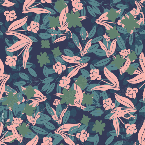 Fantasy messy freehand doodle floral shapes seamless pattern.  Infinity random abstract card, layout. Creative background. Textile, fabric, wrapping paper.