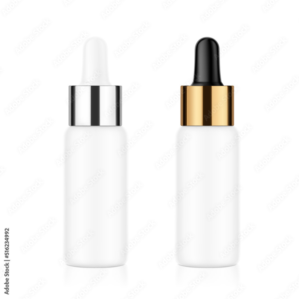 Realistic dropper bottles mockup. Vector illustration isolated on white background. Сan be used for cosmetic, medical and other needs. EPS10. Realistic dropper bottles mockup. Vector illustration isolated on white background. Сan be used for cosmetic, medical and other needs. EPS10.