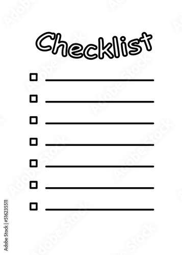 Checklist, blank template. Vector digital planner illustration design new