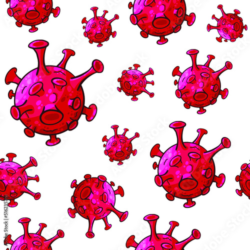 Monkeypox virus seamless pattern cartoon style vector illustration photo