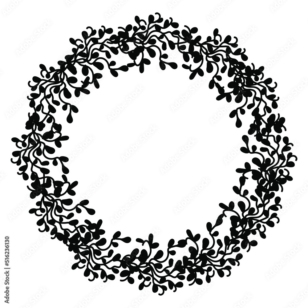 Hand drawn round vector frame with flowers and leaves. Hand drawn round vector frame with flowers and leaves.