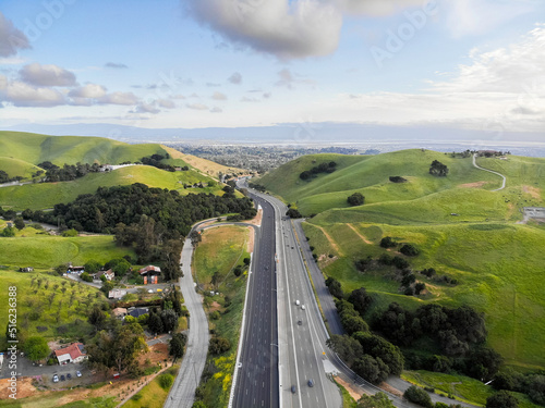 Aerial views from Highway 680 in Fremont CA