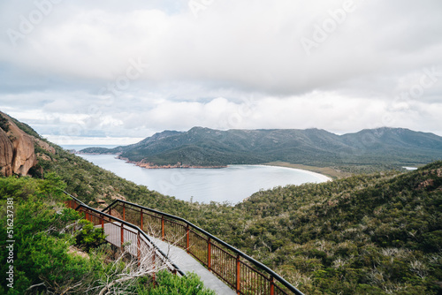 Discovering the stunning Wineglass Bay in Freycinet National Park, tasmania, Australia photo