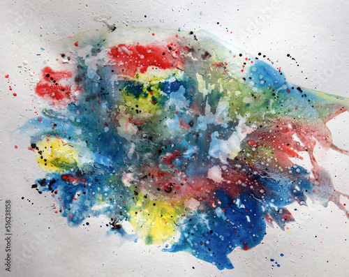 Fototapeta Naklejka Na Ścianę i Meble -  watercolor abstract background real paint stain art splash design artistic illustration