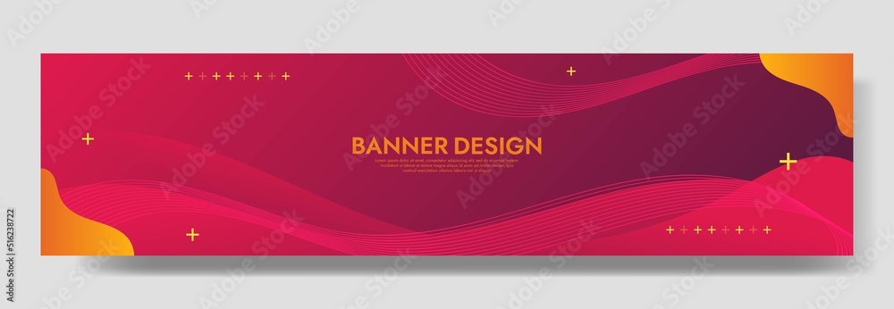 Abstract Red Fluid Banner Template. Modern background design. gradient color. Dynamic Waves. Liquid shapes composition. Fit for banners