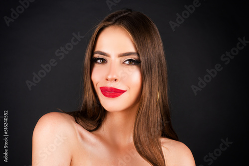 Smiling woman. Portrait of happy smiling girl. Cheerful young beautiful girl smiling laughing  studio isoalted background. Emotional girl.