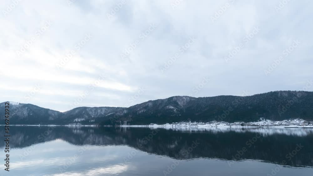 Time-lapse animation taken in midwinter, Nagahama Yogo Lake, Shiga Prefecture, snow-covered mountains and lake. Time-lapse animation taken in midwinter, Nagahama Yogo Lake, Shiga Prefecture, snow-covered mountains and lake.