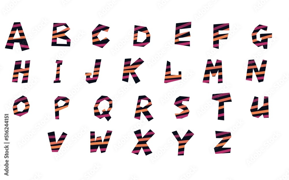 Fototapeta premium Alphabet set for cards and gifts and kids and kindergarten and stickers and hobbies