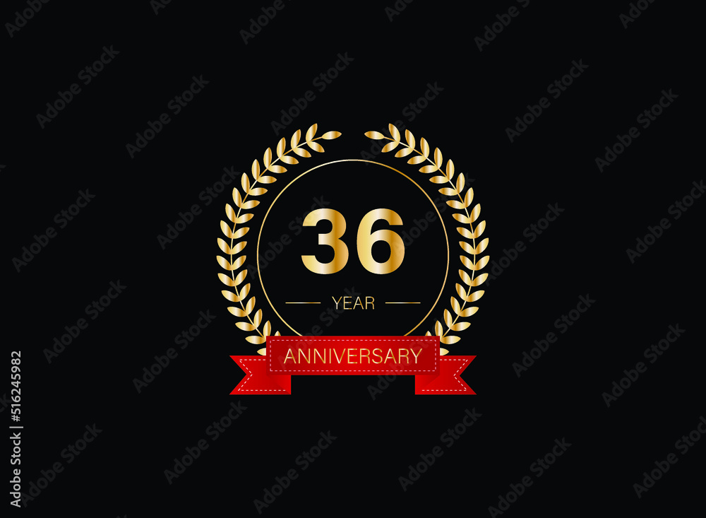 36th anniversary celebration with gold glitter color and white background. Vector design for celebrations, invitation cards and greeting cards. eps 10. 36th anniversary celebration with gold glitter color and white background. Vector design for celebrations, invitation cards and greeting cards. eps 10.