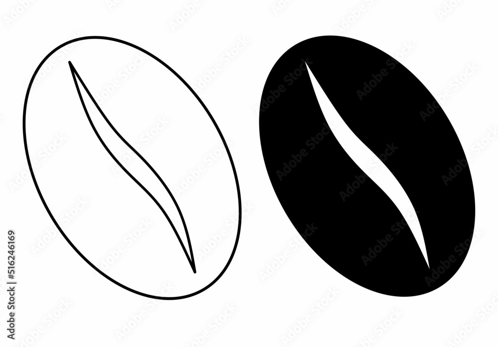 Coffee Bean seed icon set isolated on white background Coffee Bean seed icon set isolated on white background