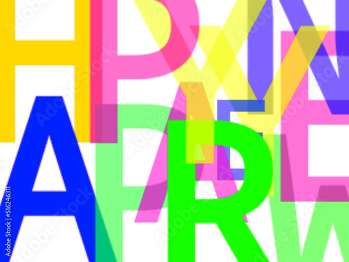 illustration design text happy new year colorful overlapping