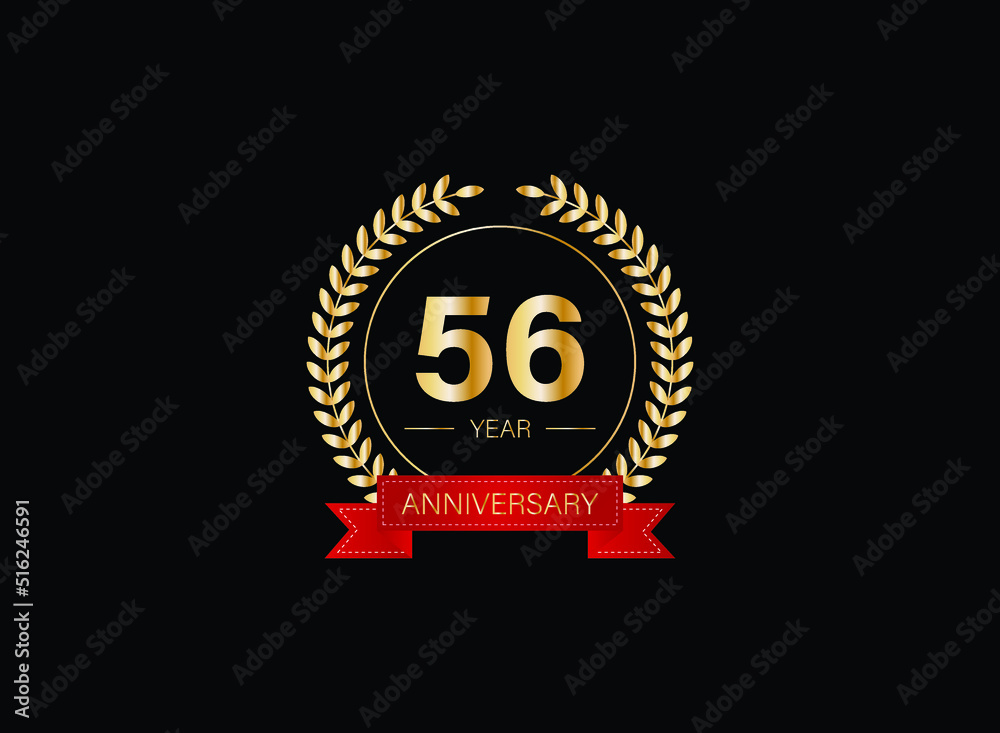 56th anniversary celebration with gold glitter color and white background. Vector design for celebrations, invitation cards and greeting cards. eps 10. 56th anniversary celebration with gold glitter color and white background. Vector design for celebrations, invitation cards and greeting cards. eps 10.