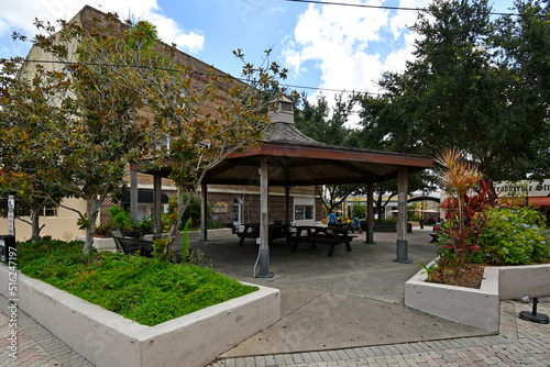 Small park in Cocoa Village in central Florida between Orlando and Cocoa Beach. 