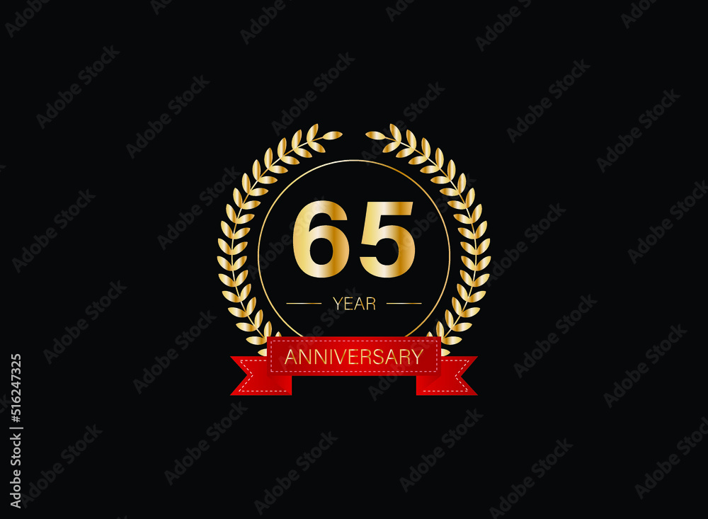65th anniversary celebration with gold glitter color and white background. Vector design for celebrations, invitation cards and greeting cards. eps 10. 65th anniversary celebration with gold glitter color and white background. Vector design for celebrations, invitation cards and greeting cards. eps 10.