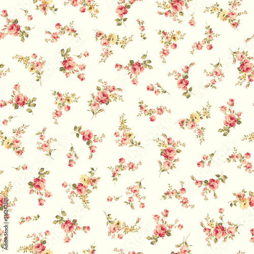 Seamless pattern with a beautiful bouquet of roses 
