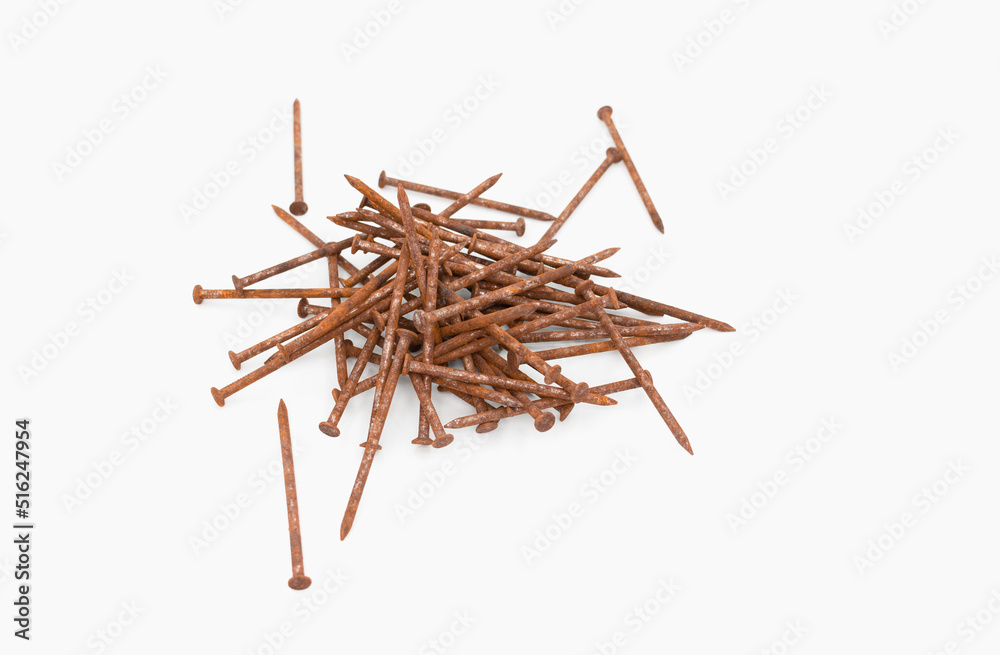 old rusty nails on white background old rusty nails on white background