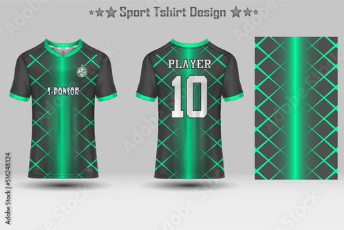 Soccer jersey design for sublimation. t-shirt sport design template, Soccer jersey mockup for football club. Fabric uniform front and back view