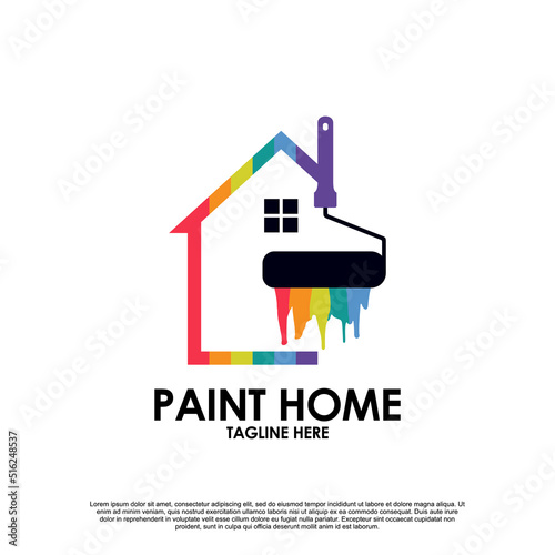 Paint house logo template isolated in white background Premium Vector