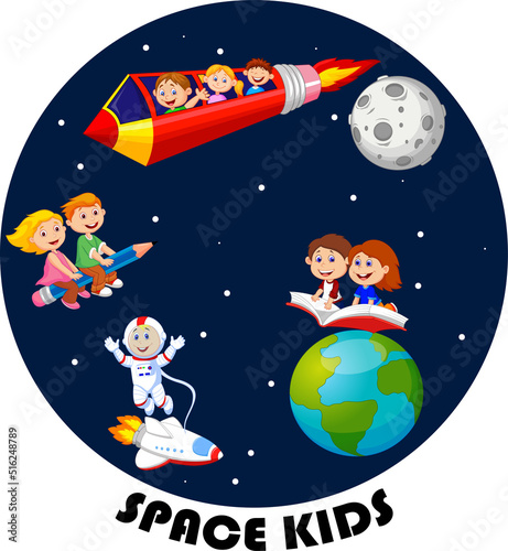 Cartoon kids space travel collection