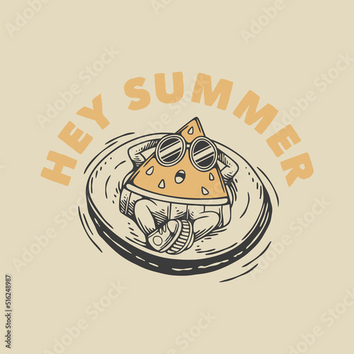 vintage slogan typography hey summer for t shirt design