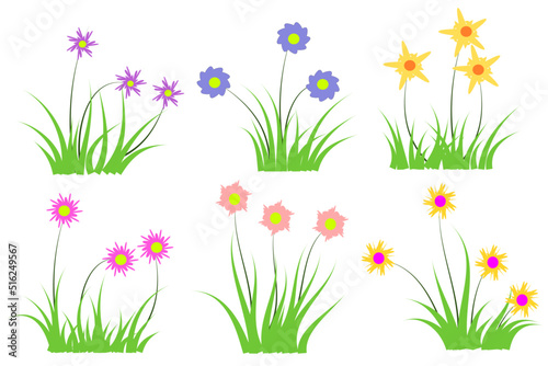 grass cartoon cute, grass and flower