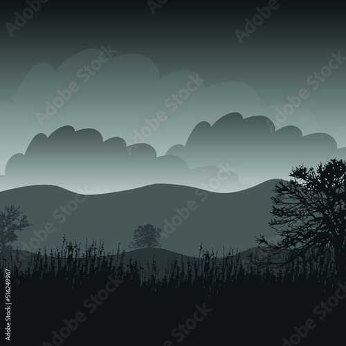 sad landscape in gray tones